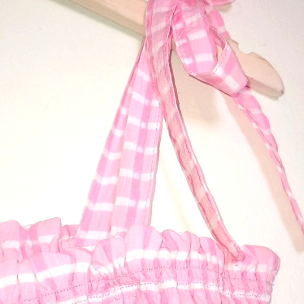 STEVE MADDEN PINK SLEEVELESS SMOCKED BODICE MAXI CRINKLE DRESS - Picture 3 of 4